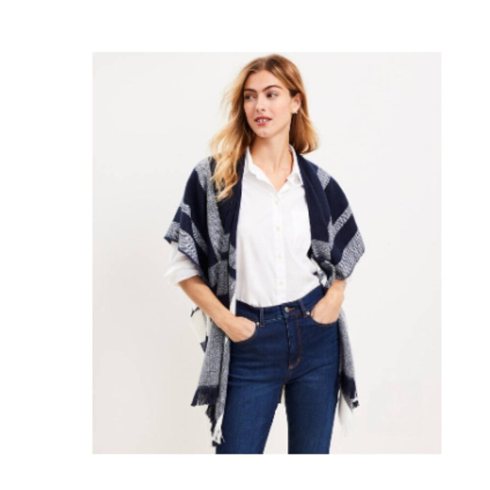 LOFT Chevron Wrap Navy and Cream - Size M/L - NWT